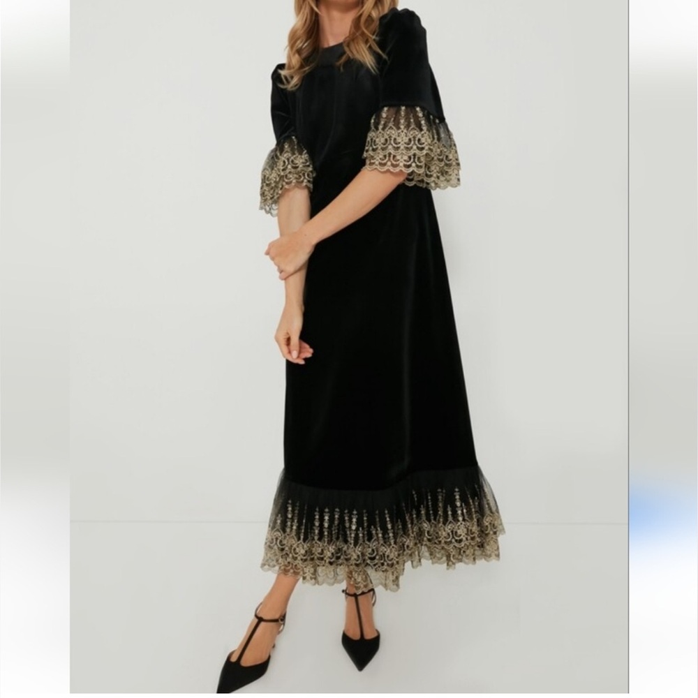 NWT | Tuckernuck Pomander Place Black Velvet Lillith Dress Midi - Picture 5 of 13